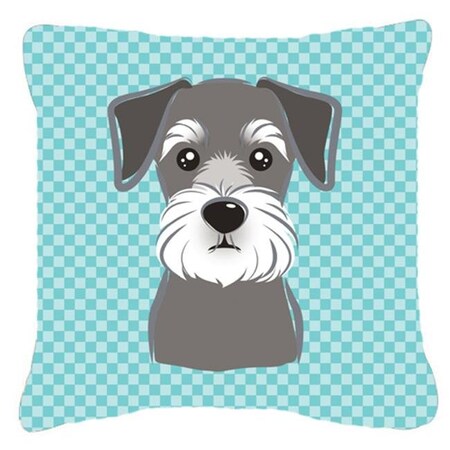 Carolines Treasures Carolines Treasures BB1144PW1818 Checkerboard Blue Schnauzer Fabric Decorative Pillow; 18 x 18 In. BB1144PW1818